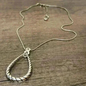 Vintage 1946 Silver Tone Drop Pendant with Crystal Infinity Accent Necklace
